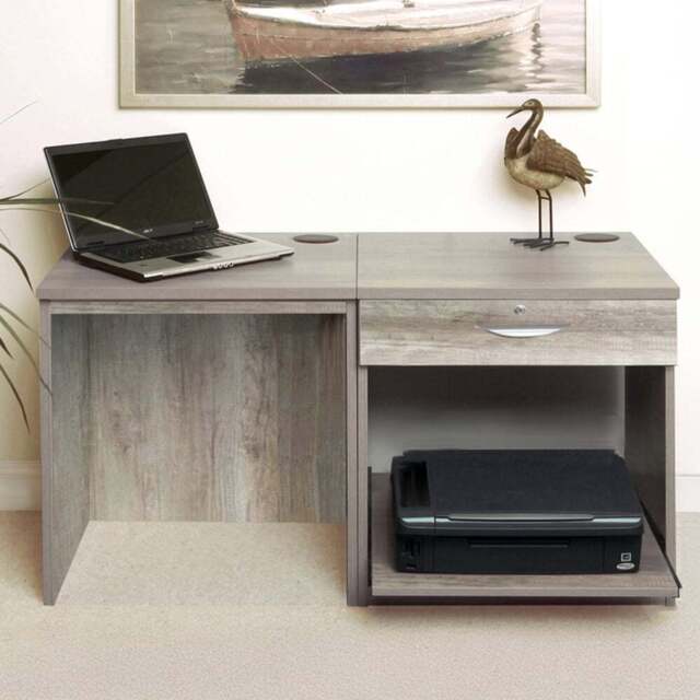 R White Cabinets 3 Drawer Grey Set-01 Desk with Printer Shelf - Size: 72.8 x 120 x 54cm - Wilko - image 1