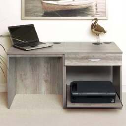 R White Cabinets 3 Drawer Grey Set-01 Desk with Printer Shelf - Size: 72.8 x 120 x 54cm - Wilko - thumbnail 1