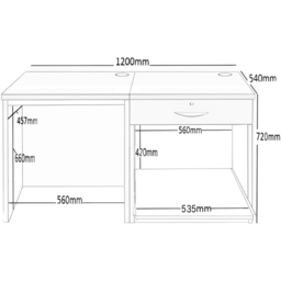 R White Cabinets 3 Drawer Grey Set-01 Desk with Printer Shelf - Size: 72.8 x 120 x 54cm - Wilko - thumbnail 6