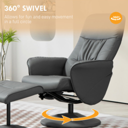 Portland Grey PU Leather Armchair with Footrest - Size: Single - Wilko - thumbnail 6