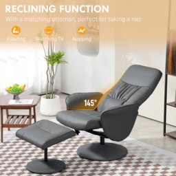 Portland Grey PU Leather Armchair with Footrest - Size: Single - Wilko - thumbnail 5