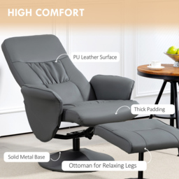 Portland Grey PU Leather Armchair with Footrest - Size: Single - Wilko - thumbnail 7