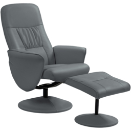 Portland Grey PU Leather Armchair with Footrest - Size: Single - Wilko - thumbnail 3