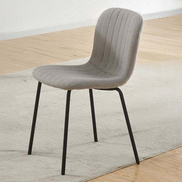 Bella Set of 4 Light Grey Teddy Faux Fur Stitched Design Dining Chairs - MCC - Wilko - image 1