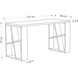 Decortie Honey 8 Shelf Modern Desk with Bookcase White and Oak - Size: 75 x 137 x 60cm - Multi - Wilko - thumbnail 5