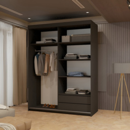 Sliding Wardrobes 4U Queen 2 Door Black Full Length Mirrored Sliding Wardrobe 150cm - Wilko - thumbnail 4