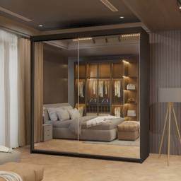 Sliding Wardrobes 4U Queen 2 Door Black Full Length Mirrored Sliding Wardrobe 150cm - Wilko - thumbnail 5