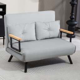 HOMCOM Click Clack 2 Seater Light Grey Sofa Bed - Wilko