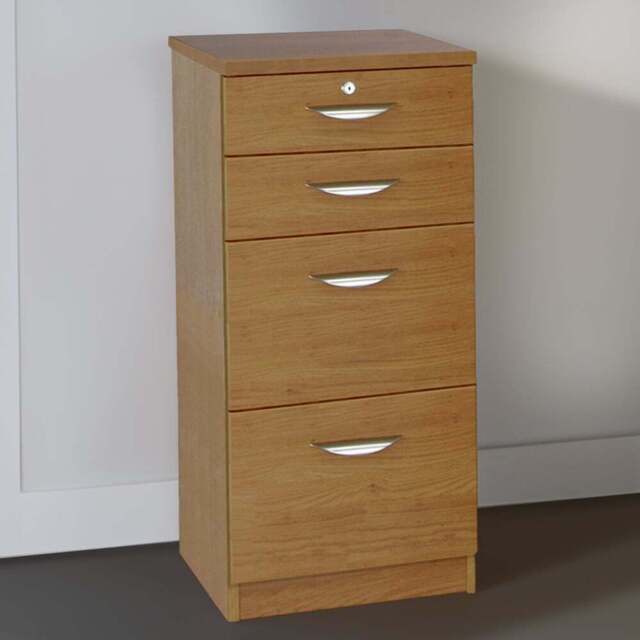 R White Cabinets 4 Drawer Brown Filing Cabinet - Wilko - image 1