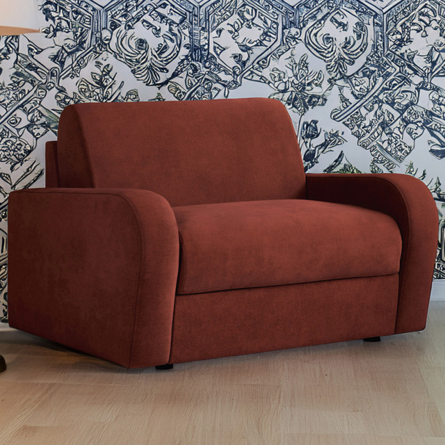 Jay-Be Deco Brushed Twill Burnt Amber Snuggler Sofa Bed with e-Sprung Mattress - Size: 2 Seater - Orange - Wilko - image 1