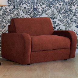 Jay-Be Deco Brushed Twill Burnt Amber Snuggler Sofa Bed with e-Sprung Mattress - Size: 2 Seater - Orange - Wilko - thumbnail 1