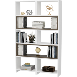 Decorotika Poyraz 8 Shelf White and Walnut Bookshelf - Size: 150 x 163.5 x 22cm - Multi - Wilko - thumbnail 3