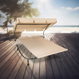 tectake Livorno 2 Seater Black and Beige Sun Lounger with Wheels - Wilko - thumbnail 4
