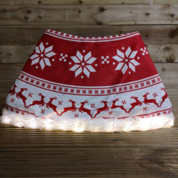 Samuel Alexander Red and White Snowflake and Reindeer LED Christmas Tree Skirt 60cm - Size: 60 x 60 x 60cm - Multi - Wilko - thumbnail 3
