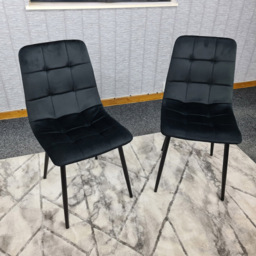 Denver Set of 2 Black Velvet Dining Chairs - Wilko - thumbnail 3