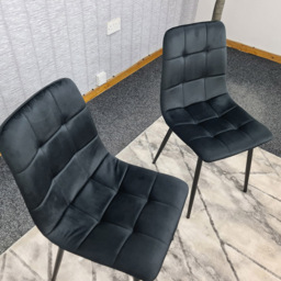 Denver Set of 2 Black Velvet Dining Chairs - Wilko - thumbnail 6