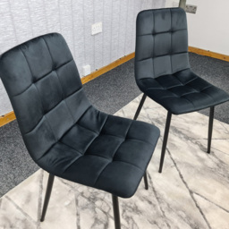 Denver Set of 2 Black Velvet Dining Chairs - Wilko - thumbnail 5