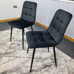Denver Set of 2 Black Velvet Dining Chairs - Wilko - thumbnail 7