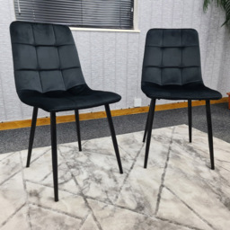 Denver Set of 2 Black Velvet Dining Chairs - Wilko - thumbnail 4