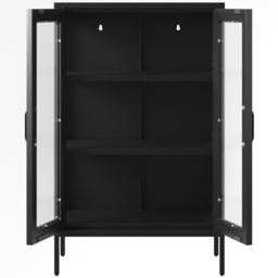 LPD Home Marsh 2 Door Black Glass Display Cabinet - Size: 101.5 x 65 x 36cm - Wilko - thumbnail 6