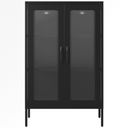 LPD Home Marsh 2 Door Black Glass Display Cabinet - Size: 101.5 x 65 x 36cm - Wilko - thumbnail 3