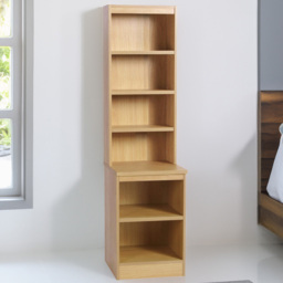 R White Cabinets 6 Shelf Brown Desk Height Bookcase with Hutch - Size: 182.8 x 47.9 x 54cm - Wilko