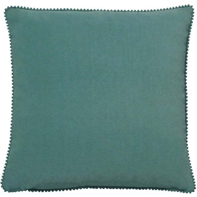 furn. Cosmo Blue Square Velvet Pom-Pom Cushion - Size: 45 x 45cm - Wilko - image 1