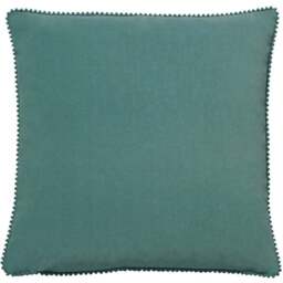 furn. Cosmo Blue Square Velvet Pom-Pom Cushion - Size: 45 x 45cm - Wilko - thumbnail 1