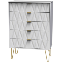 Crowndale Diamond 5 Drawer Matt White Chest of Drawers - Wilko - thumbnail 3
