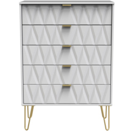 Crowndale Diamond 5 Drawer Matt White Chest of Drawers - Wilko - thumbnail 4