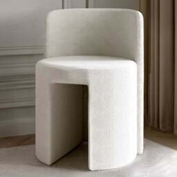 CARME Home Lottie Ivory Bouclé Stool - Size: 70 x 53 x 56cm - White - Wilko