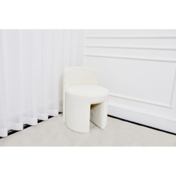 CARME Home Lottie Ivory Bouclé Stool - Size: 70 x 53 x 56cm - White - Wilko - thumbnail 7