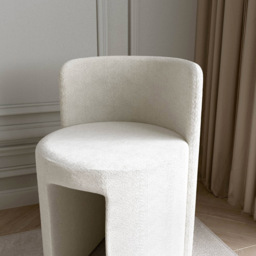CARME Home Lottie Ivory Bouclé Stool - Size: 70 x 53 x 56cm - White - Wilko - thumbnail 4