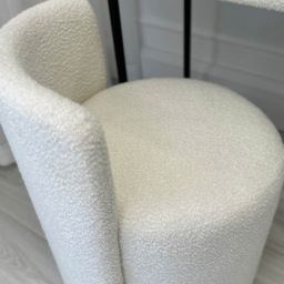 CARME Home Lottie Ivory Bouclé Stool - Size: 70 x 53 x 56cm - White - Wilko - thumbnail 6