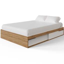 GFW Kai Double Oak and White 2 Drawer Platform Storage Bed with Memory Pocket Spring Mattress - Wilko - thumbnail 4