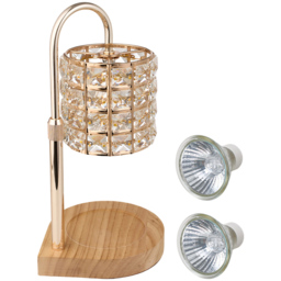 Living and Home Natural Wood and Crystal Height Adjustable Tabletop Candle Warmer Lamp - Size: 37 x 18 x 18cm - Natural + Gold + Clear - Wilko - thumbnail 3