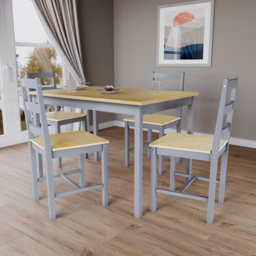 VIDA DESIGNS Yorkshire 4 Seater Dining Set Grey and Pine - Wilko - thumbnail 4