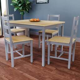 VIDA DESIGNS Yorkshire 4 Seater Dining Set Grey and Pine - Wilko