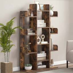 Costway 13 Shelf Rustic Brown Tree Bookcase - Wilko - thumbnail 1