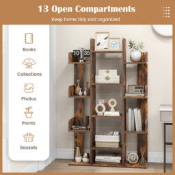 Costway 13 Shelf Rustic Brown Tree Bookcase - Wilko - thumbnail 6
