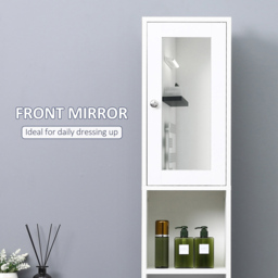 Kleankin 2 Door White Mirrored Tall Floor Cabinet - Size: 30 x 28 x 180cm - Wilko - thumbnail 7