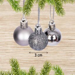 Shatchi Mid Grey Luxury Bauble 24 Pack - Wilko - thumbnail 4
