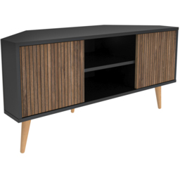 Decorotika Lesson 2 Door 2 Shelf Black and Alina Corner TV Unit - Size: 16.6 x 120 x 59.8cm - Multi - Wilko - thumbnail 3