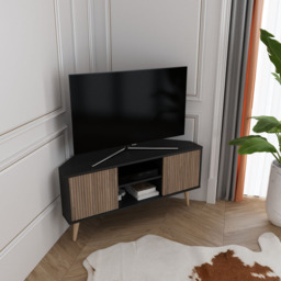 Decorotika Lesson 2 Door 2 Shelf Black and Alina Corner TV Unit - Size: 16.6 x 120 x 59.8cm - Multi - Wilko - thumbnail 4