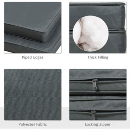 Outsunny Dark Grey Garden Chair Cushion with Ties 45 x 45cm 2 Pack - Wilko - thumbnail 5