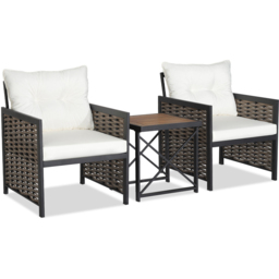 Costway 2 Seater Rattan Patio Bistro Set White - Wilko - thumbnail 3