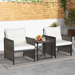 Costway 2 Seater Rattan Patio Bistro Set White - Wilko - thumbnail 5