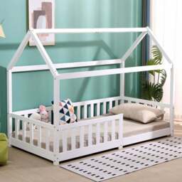 Portland Wood House White Kids Bed Frame - Size: Single - Wilko