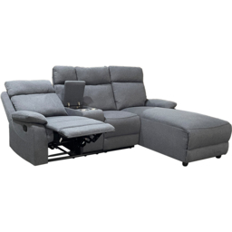 DS Living Sorento 3 Seater Grey Fabric Left Hand Chaise Corner Recliner Sofa - Wilko - thumbnail 3