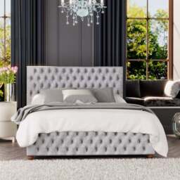 Laurence Llewelyn-Bowen Seren King Size Silver Mirazzi Velvet Ottoman Bed - Wilko - thumbnail 1